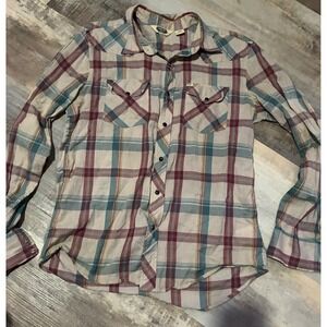 Salt Valley Western Plaid Snap Button Shirt Men's Size L
